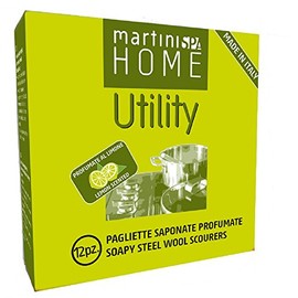Martinispa Home Utility 0204b00 Pot Sponges Saponate Lemon, Steel and Soap, Silver, 14.5 x 14.5 x 4.9 cm, 12 Units