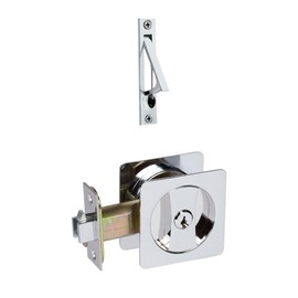 Delaney Hardware Contemporary Square Pocket Entry Lock, Polished Chrome with Key