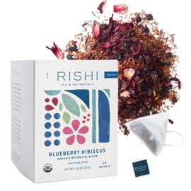 Rishi Tea Blueberry Hibiscus Herbal Tea - USDA Organic, Direct Trade Sachet Bags, Antioxidants, Caffeine Free, Sweet, Tangy - 15 Count (Pack of 1)