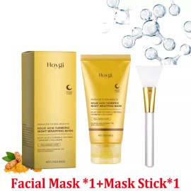 Unbranded Kojic Acid Turmeric Collagen Night Wrapping Mask, Overnight Mask For Brightening - 1SET=(1*Facial Mask +1*Mask Brush)