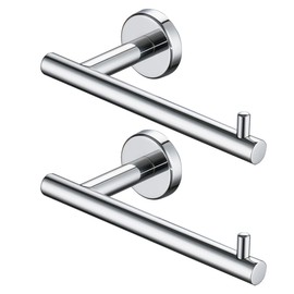 JQK Chrome Toilet Paper Holder, 5 Inch 304 Stainless Steel Thick 8mm Tissue Paper Dispenser for Bathroom, Hold Mega Rolls, Polished Chrome Wall Mount 2 Pack, TPH100-CH-P2