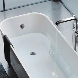 Bathtub Drain Trim Set Tub Drain Stopper Conversion Kit Assembly, Push and Lock Twist Replacement Tub Drain Trim Kit with Two-Hole Overflow Faceplate (Matt Black)