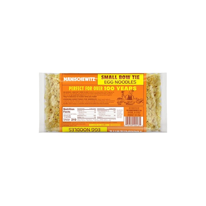 Manischewitz Small Farfalle Pasta | Small Bow Tie Egg Noodles,