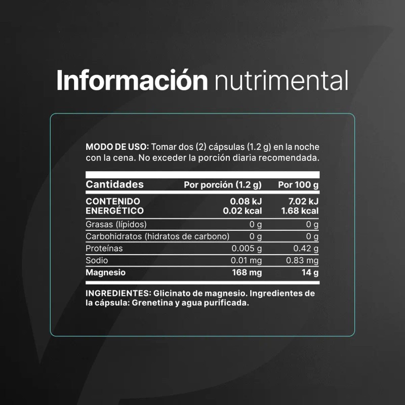 Glicinato Magnesio Puro Cápsulas Alta Absorción Apoyo Bienestar Muscular Nervioso