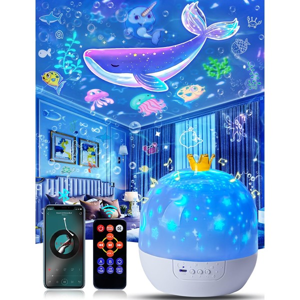 21 Sets of Films, Night Lights Projector for Kids Room, Remote Control & Bluetooth Speaker White Noise, Rechargeable Timing Galaxy Star Projector for Kids Birthday, Christmas, Ceiling, Room Decor