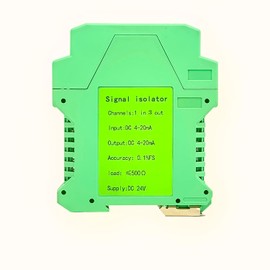 Analog Signal Isolator Transmitter Splitter DC Galvanic Separation Analog Signal Splitter Current Voltage Transmitter DIN Rail Mount(4-20ma 1 in 3 Out)