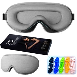 Newgoal Antifaz para Dormir 3D - 100% Bloqueo de Luz, Máscara de Sueño Transpirable con Copa Contorneada, Correa Ajustable (Hombre/Mujer) - Incluye 10 Tapones para Oídos - Yoga, Viajes, Ojos Sensibles