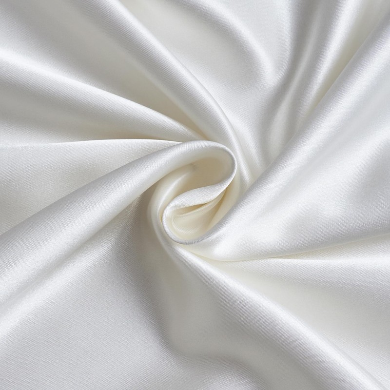 DuShow Satin Fitted Sheet King White,Silky Deep Pocket Satin Bed