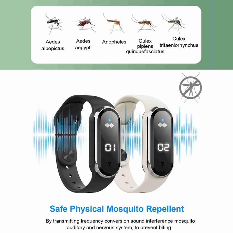 Ultrasonic Bracelet Watch USB Rechargeable 3 Modes Wristband Suitable for