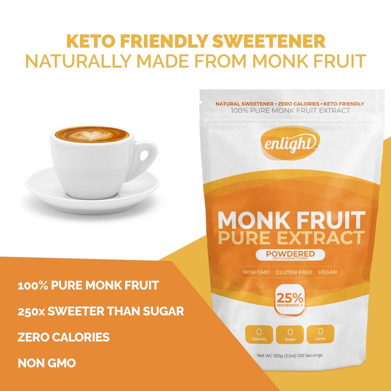 ENLIGHT - 100% Pure Monkfruit Extract (100g / 3.5oz Size)
