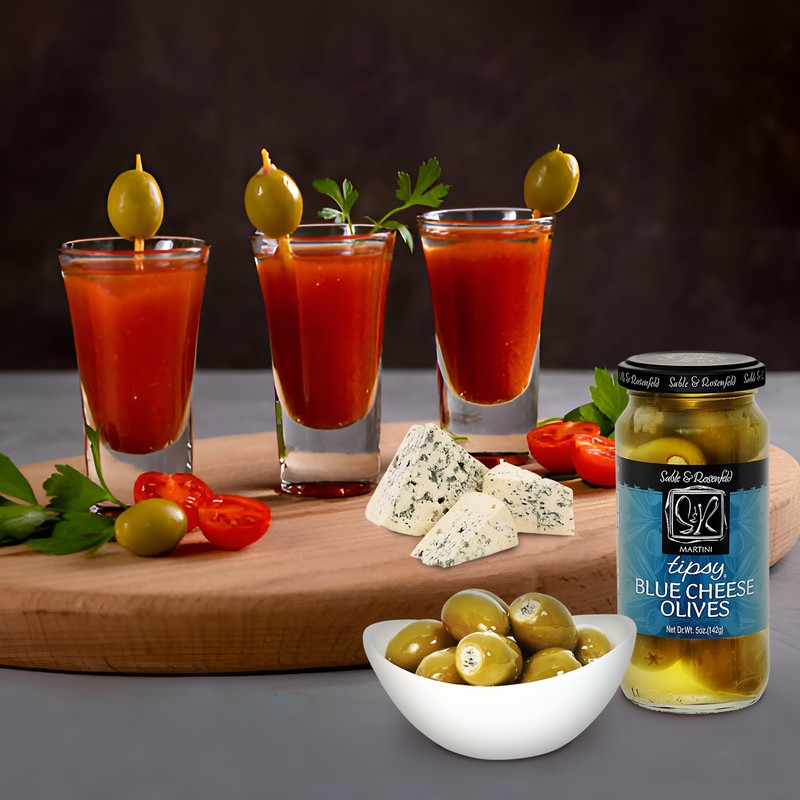 Tipsy Green Olives Stuffed with Blue Cheese - Large Cocktail