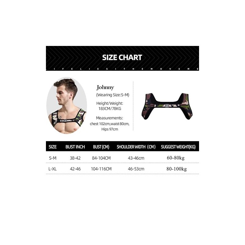 JOCKMAIL Men's Chest Harness Shoulder Men Neoprene Chest Harness Fitness