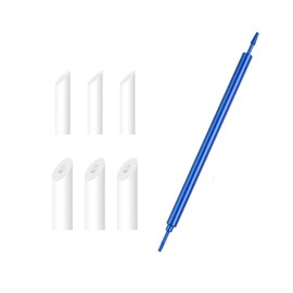 プラモデル工具 墨入れ 拭き取り棒 アルミ合金 7点セット 3mm/5mm先端 綿棒より使いやすい 両端使用可能 交換品付き 再利用 (ブルー)