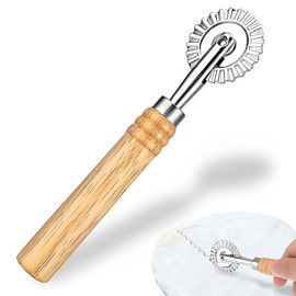 Pasta Cutter Wheel, XURJUMI Pastry Cutter Wheel Ravioli Crimper Cutter Wheel Stainless Steel with Wooden Handle Suitable for Home and Restaurant Kitchens