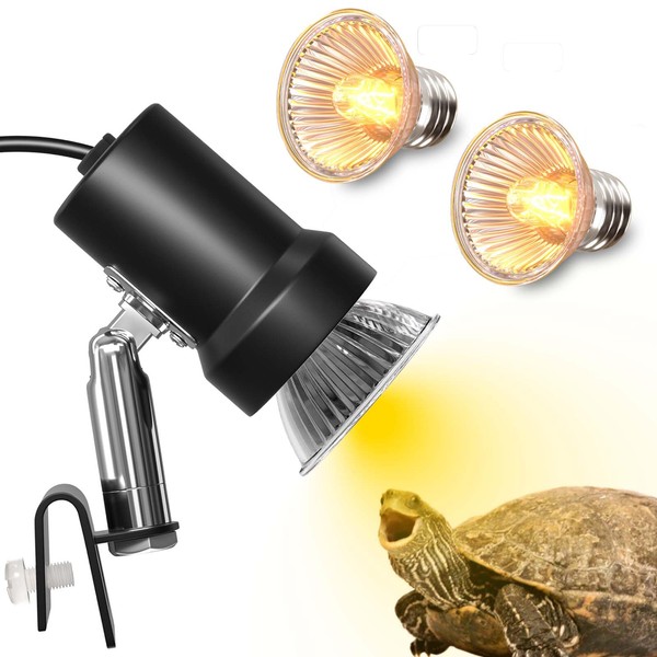 Luxvista Reptile Thermal Lamp for Water Turtle 2 x 25 W +50 W UVA +UVB Heating Lamp 360 Degree Rotating Lighting for Aquarium Reptile Lizard Snake Spider
