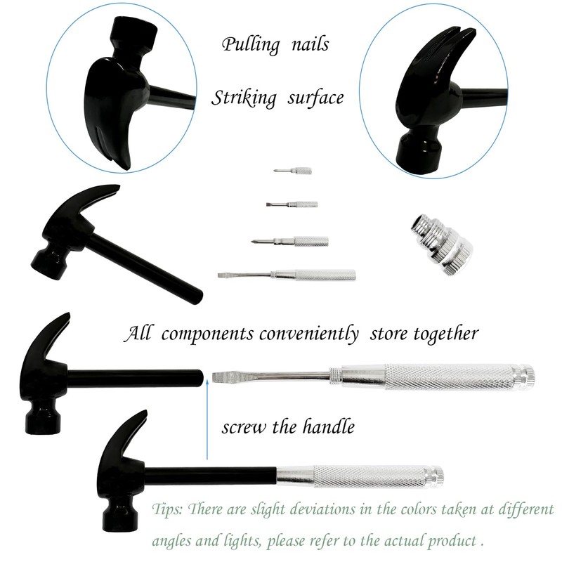 Small Hammer 6 in 1 Metal Hammer & Screwdriver, Multitool
