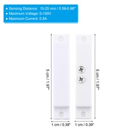 PATIKIL N.C. Wired Door Alarm Magnetic Contact Sensor, 4 Pcs 0-100V/0.5Amp Magnetic Reed Switch with Double Side Tape for Door Window, White