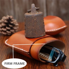 Fanyixuan Leather Glasses Case Cowhide Vintage Men And Women Nearsighted Glasses Sunglasses Travel Anti-Crush Storage Box (Rose red)