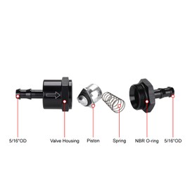 Podavelle 5/16" Non Return One Way Inline Check Valve Fitting Aluminum Black