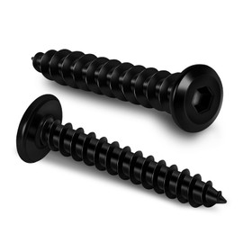 M6 x 55mm Flat Head Socket Cap Self Tapping Screws, 304 Stainless Steel, Hex Drive, Black Finish, 10 PCS