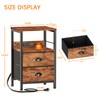 Furologee End Table with Charging Station, Nightstand with Fabric Drawers,