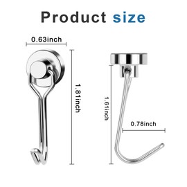 URSMART 14pcs Magnetic Hooks,Magnet Hooks Strong Magnetic Hooks Silver Swivel Magnet Hooks Heavy Duty Neodymium Magnet Hooks 25LBS Refrigerator Magnetic Hook for Kitchen Cruise Fridge Metal Door