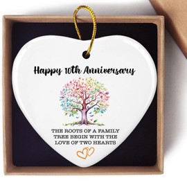 50th Anniversary Decorations Ornament Keepsake Sign Heart Plaque 50th Wedding Anniversary Couple Parents Engagement Gifts for Her Him Wife Husband Ceramic Hang Christmas Ornaments