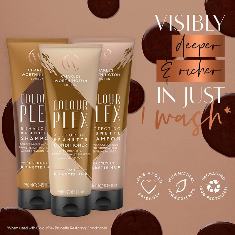 Charles Worthington Colourplex Restoring Brunette Conditioner, Hair Colour Fade Protection,