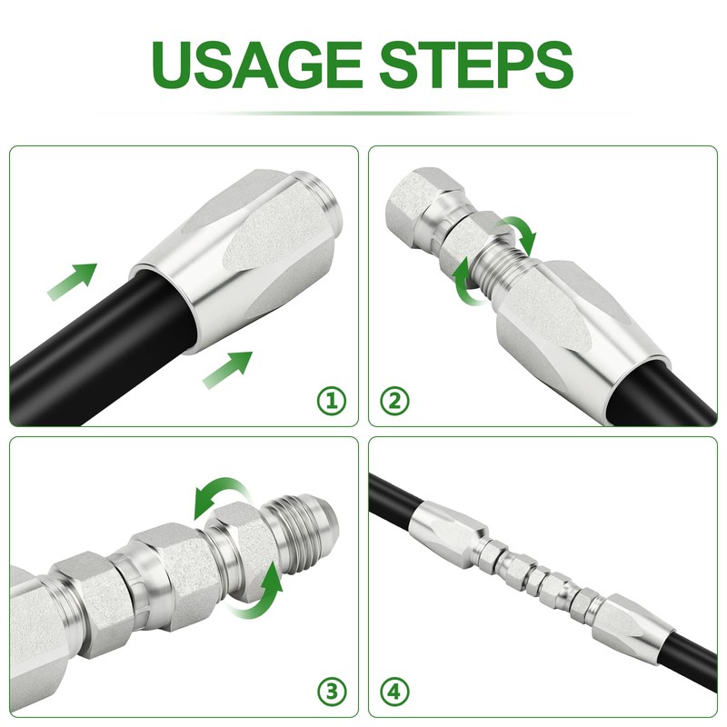 TAISHER 2PCS Hydraulic Hose Repair Kit 3/8" Reusable Fittings, 2-Wire