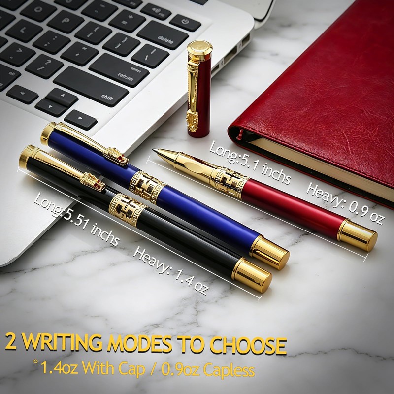 ZJEOSO Red Metal Signature Pen, Luxury Executive Rollerball Pen, UniqueDragon