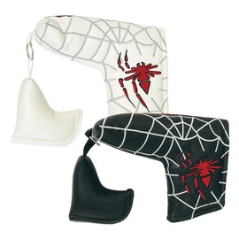 Putter Cover Headcover Pin Type Magnetic Closure Tailor-Made Spider Cameron Odyssey Spider Black White (Key Ring Included)