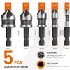 KENDO 5PCS Countersink Drill Bit Set, High Speed Steel Countersink
