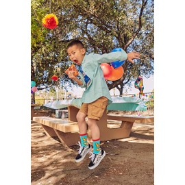 JYinstyle Kids Novelty Funny Cute Crew Socks, Crazy Silly Cool Cotton Dress Socks for Boys and Girls, Pizza Party