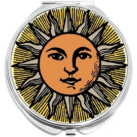 NewCharms Vintage Sun Shine Rays Compact with Mirrors - Perfect Pocket and Purse Size Folding Mirror for Applying Make Up Anywhere