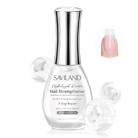 SAVILAND PRO NAIL STRENGTHENER 7 DAYS REPAIR: Gel Nail Strengthener Keratin Caster Oil VE Clear Nail Polish for Damaged Nails, Brittle Nails, Thin Nail Growth 0.51 fl oz