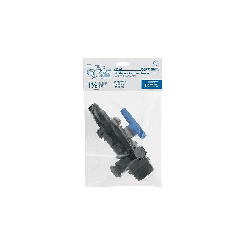 Foset ATIN-001, Multiconector polipropileno para tinaco, con válvula