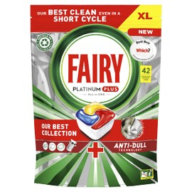 Fairy Platinum Plus All In One Dishwasher Tablets, Lemon, 42 Tablets, Our Best Cleaning For A Clean Like New, Removes Dullness & Prevents Limescale