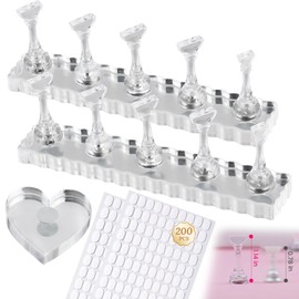 ESUOHYM Nail Stand For Press Ons Nail Holder For Painting Art Magnetic Acrylic Display, 1 Heart Nail Stand, 200PCS Double Sided Tape, Extension Decorating Accessories Kit For Beginners Home, Salon
