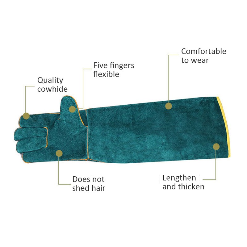 Anti Bite Safety Gloves Long Leather Protective Gloves Pets Grasping