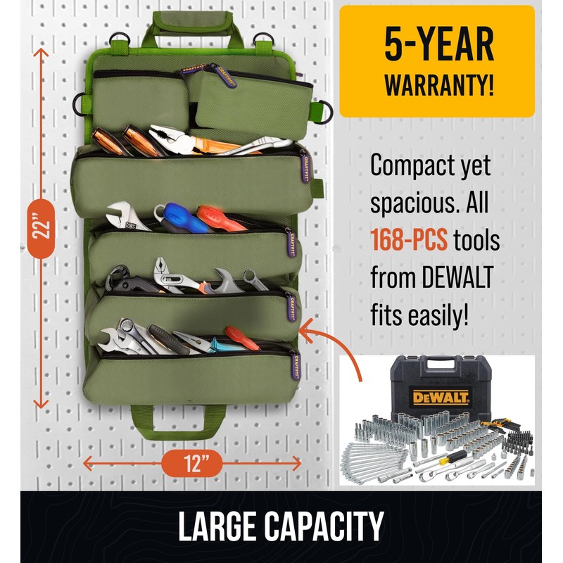 CRAFT911 Durable Tool Bag Organizers w/Detachable 6 Tool Pouches –