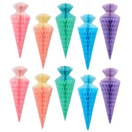 BETESSIN School Decoration Girls – Pack of 8 Sugar Cones Made of Tissue Paper – School Cone Decoration Pastel – Hanging Decoration for First Day of School, First Day of School, Girls & Boys and Much