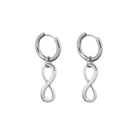 BTS Style Jung Kook Earrings, Wearing Motif, 2 Pieces, Popular, Korea, Bantan, Accessory, ∞ Earrings, For Both Ears, Stainless Steel