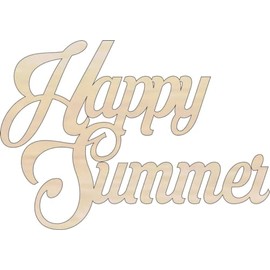 Word Happy Summer - Laser Cut Out Unfinished Wood Craft Shape WRD110 9" / 1/4" thick
