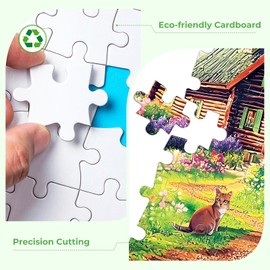 300 Pieces Puzzles for Adults,Snow Mountain House Flowers Birds Truck Themed Puzzle,Large Puzzle Pieces for Seniors,Cats Jigsaw Puzzles for Kids Ages 8-10,Puzzles for Family Game Nights,20.5 x 15 in