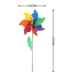5 Pcs Wind Spinners Wooden Pole Rainbow Windmill Plastic Rainbow Windmill for Kids' Parties Camping Picnics or Garden DIY Lawn Decorations