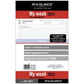 AT-A-GLANCE 2023 Weekly Planner Refill, Hourly, 12028 Day-Timer, 5-1/2" x 8-1/2", Size 4, Monthly Tabs (061-285Y)