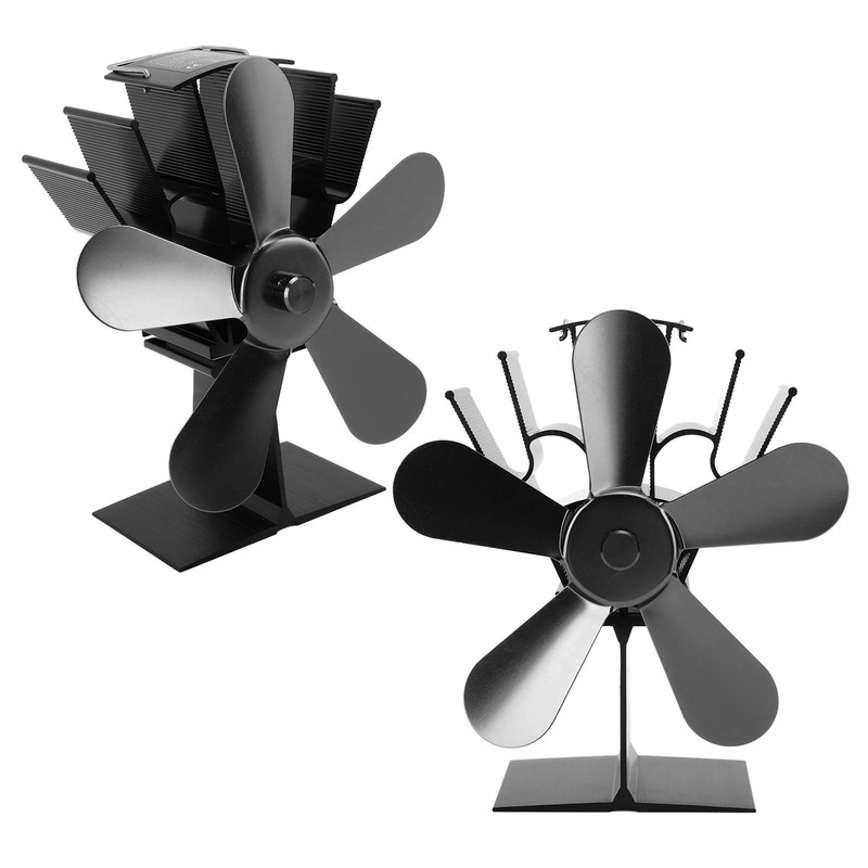 Wood Stove Fan 5 Blades Fireplace Fan Heat Powered Stove