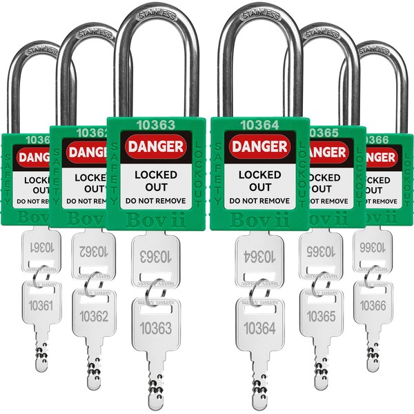 Boviisky 6 Green, Keyed Different, 2 Keys Per Lock, OSHA