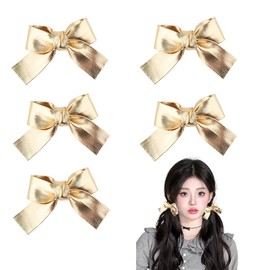 Gold Glitter Hair Clips for Women Girls Glitter Leather Hair Bow Clip Gold Bowknot Hair Accessories for Girls Teenagers