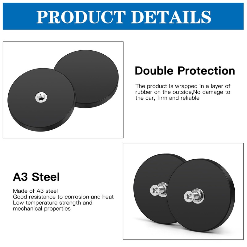 Wukong Rubberised Magnets Diameter 43 mm, Pack of 2 Strong